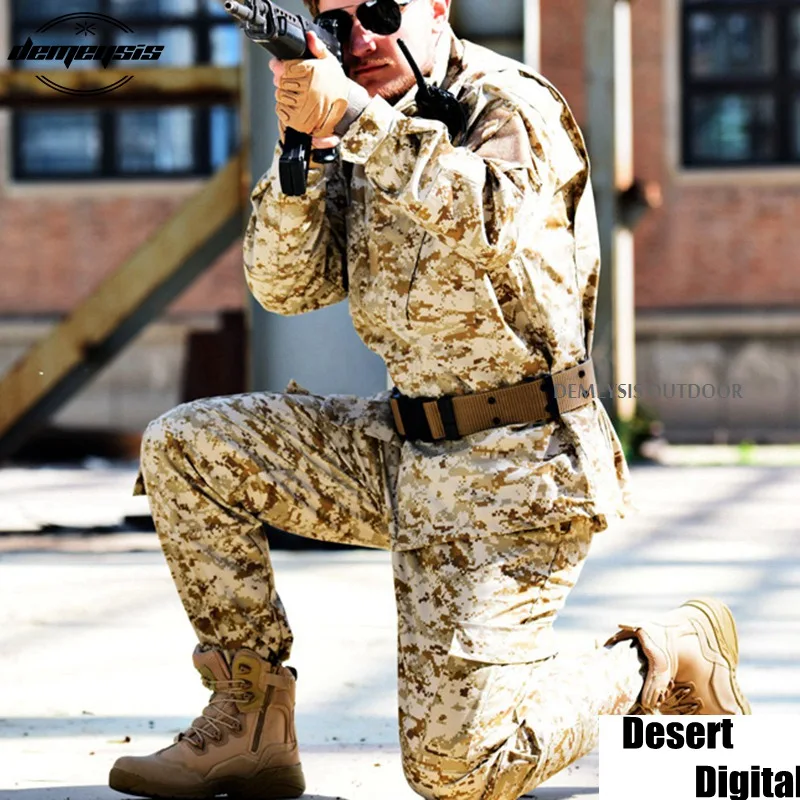 13 цветов, армейская Военная Тактическая форма, рубашка+ штаны, камуфляжная Боевая форма, армейская Мужская одежда, костюм для страйкбола, охоты - Цвет: desert digi