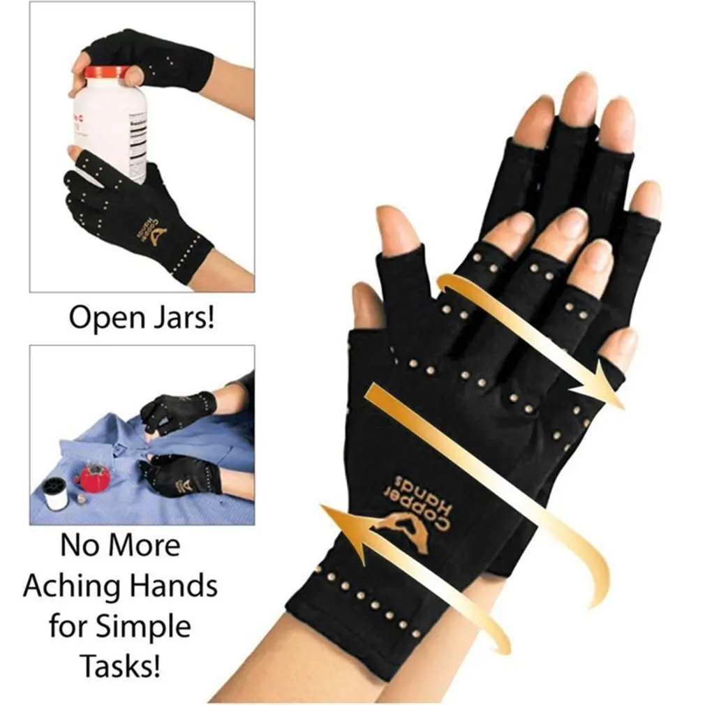 Copper Fiber Gloves Anti Arthritis Copper Therapy Compression Pain