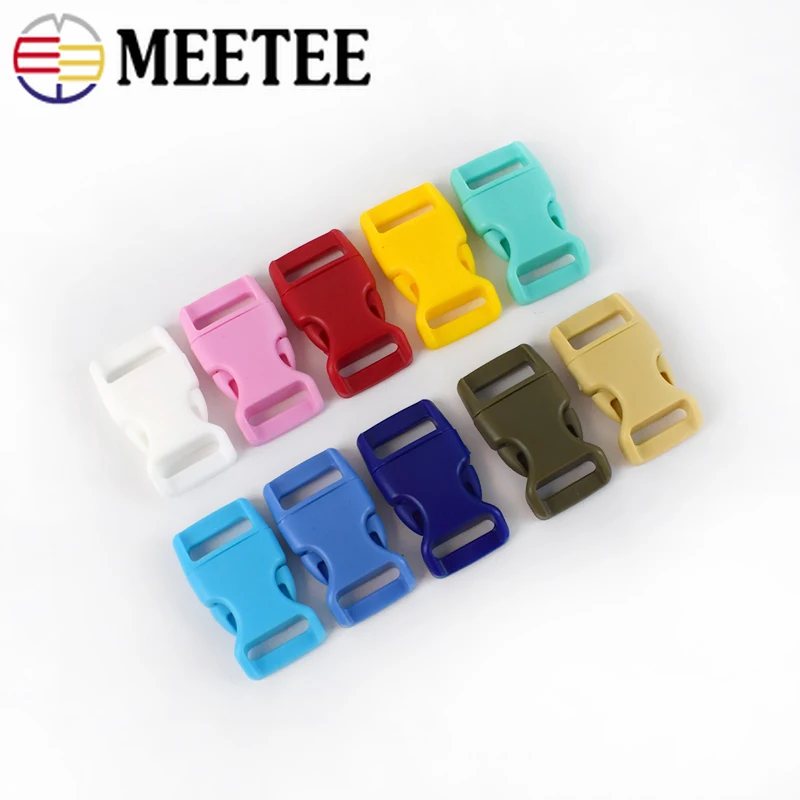 Meetee 25pcs 10mm Colorful Plastic Curved Side Release Buckle Clasps for Paracord Bracelet DIY Backpack Pet Collar Safety Access | Дом и сад