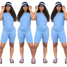 

Two Pieces Sets Women Tracksuits Gradient Short Sleeve Tops+Jogger Shorts Leggings Suit Sporty Fitness Outfit 2021 Summer