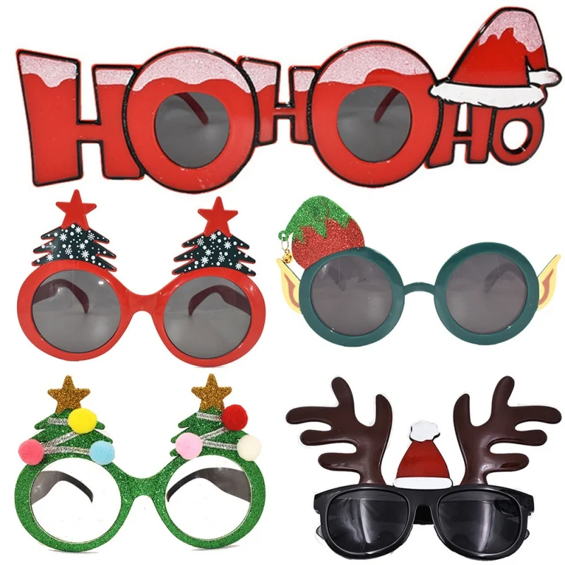 Очки для празднования Рождества Лось Снежинка очки забавные очки реквизит для фотографий индивидуальные рождественские очки Новое поступление - Цвет: color send randomly