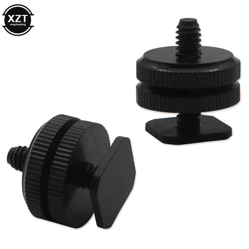 Description Picture 3 of itemNewest Professional 1/4" 3/8" Dual Nuts Tripod Mount Screw Black to Flash Hot Shoe Adapter Stand for Camera Studio Accessory