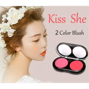 

Two-Tone Blush Palette Brighten Skin Color 24Hours Not Fade Oil-control Shine Double-Color Blusher Makeup
