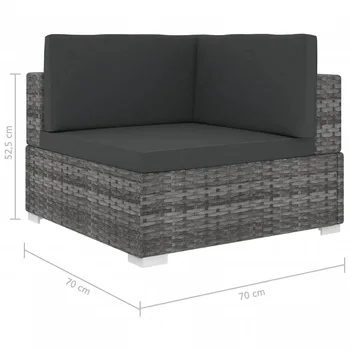 

1 Pc Sectional Corner Chair With Cushions Poly Rattan Sectional Corner Seat Single Outdoor Corner Sofa Garden Furniture Grey
