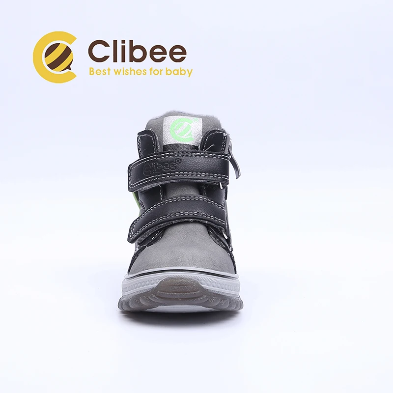 Детские ботинки CLIBEE из искусственной кожи зимние кроссовки теплые Нескользящие