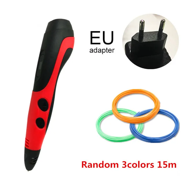 EU RED 15M USB кабель 3D Ручка с 12 цветов 36 метров PLA нити печать Ручка Поддержка ABS и PLA Дети Diy ручка для рисования с ЖК-дисплеем - Цвет: EU RED 15M