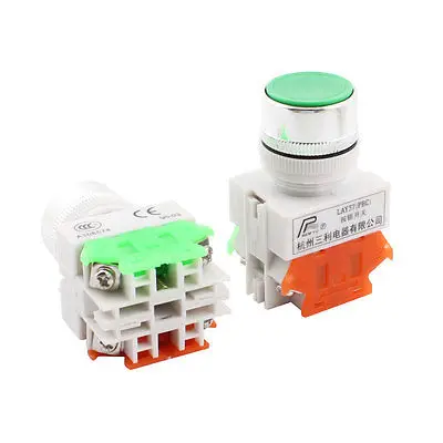 

2Pcs LAY37-11 Green SPDT Momentary Push Button Switch Ui 600V Ith 10A