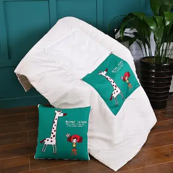 

Multifunctional Portable Foldable Cushion Blanket Zipper Design Cartoon Square Quilt Travel Car Air Conditioning Quilt 110x150cm