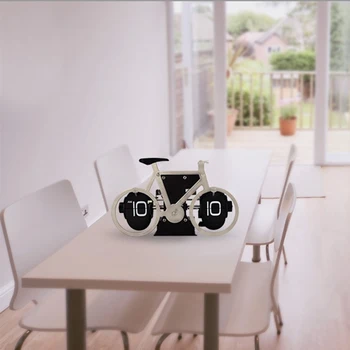 

Creative Flip Clock Bicycle Shaped Clock Table Alarm Travel Clock Home Decorative White