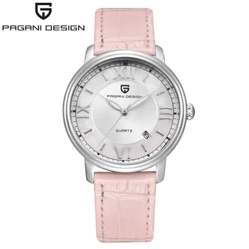 

PAGANI DESIGN Fashion Casual Women Quartz Watch Automatic Date Pink Elegant Case Leather Waterproof Wristwatch Relogio Feminino