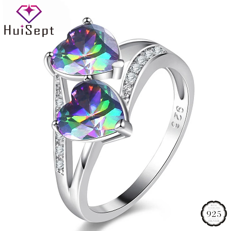 Fashion Silver 925 Ring Jewelry Heart-shape Topaz Sapphire Ruby Zircon Gemstones Rings for Women Wedding Party silver ring,silver rings,gemstone ring