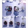 Double Fair Korean Style Rainbow Stone Stud Earrings For Men & Women Simple AAA+CZ Silver Color Fashion Jewelry For Party KAE137 ► Photo 3/5