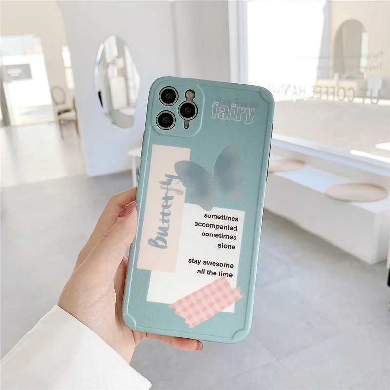 Cute Cartoon Mint Green Butterfly Soft Phone Case For Iphone 11 Pro Max 7 8 Plus X Xr Xs Max Se 2 Cover Fashion Imd Cases Phone Case Covers Aliexpress