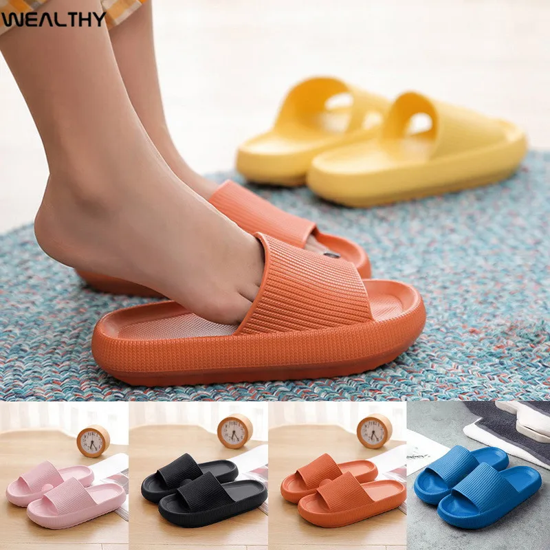 Zapatillas antideslizantes gruesas para mujer, sandalias deslizantes de suela suave de EVA, informales, para interior y baño, para verano