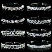 

Luxury Rhinestone Crown Headbands Pearl Crystal Bride Alloy Hairbands for Women Girls Hair Hoops Bands Married Hair Accessories