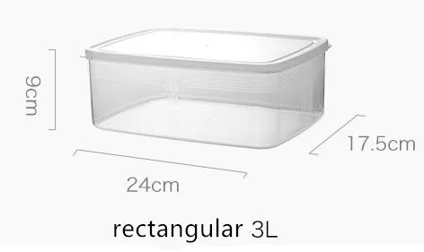 Прозрачный прямоугольный ящик для хранения с контейнер для обеда с крышкой пластиковая пищевая упаковка морозильная камера прямо с фабрики - Цвет: rectangular 3L
