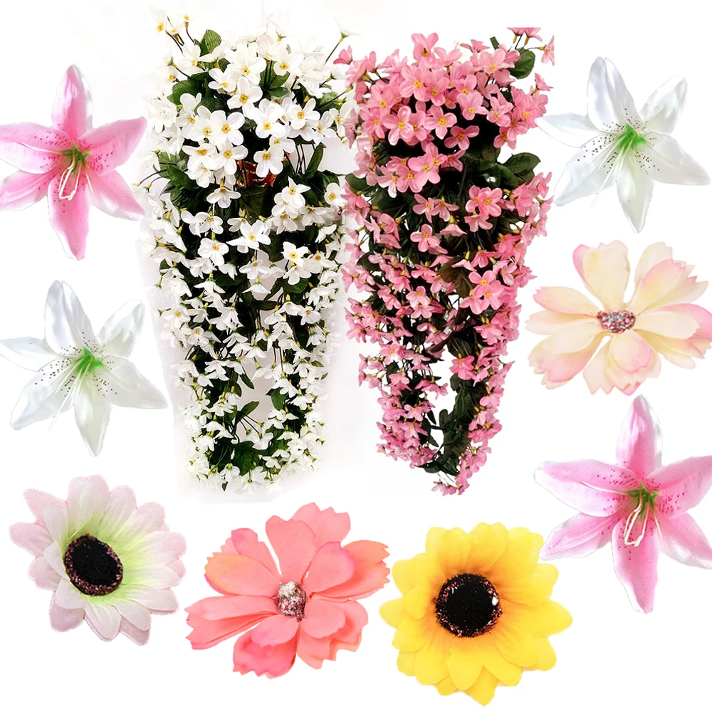 

Artificial Daisy Rose Flower Sunflower Gerbera Lily Flower Head Violet Artificial Ivy Leaf Garland For Wedding Party Home Decor