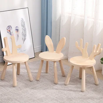 

Solid Wood Cartoon Stool animal small sofa stool household furniture solid wood portable small shoe stool