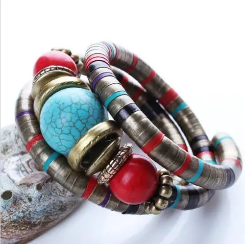 Women  Fashion Bracelet Jewelry Silver Color Faux  Boho Adjust Bangles Charm Chic Beads Bracelets 4