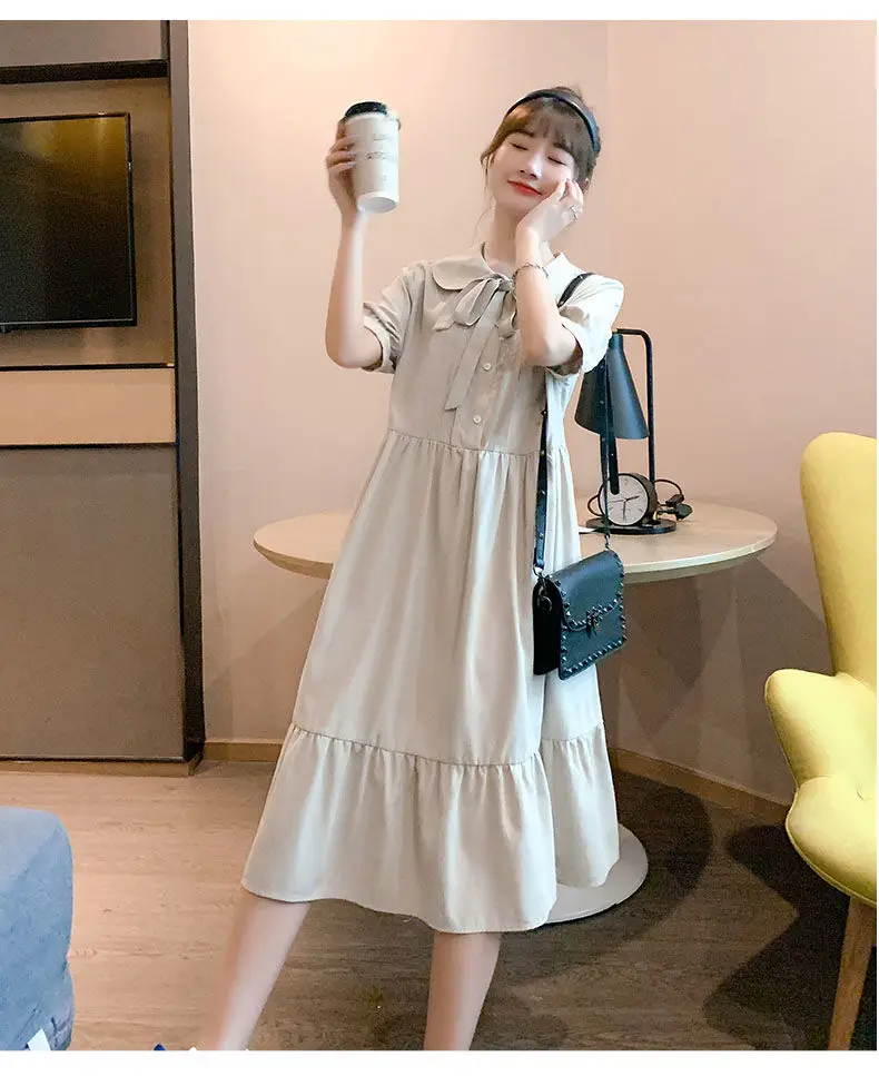 Dress Women Sweet Ulzzang Loose Fashion Peter Pan Collar Ladies A-Line Dresses College Holiday Vacation Simple Womens Vestidos dress shops