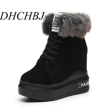 Модная женская повседневная обувь; кроссовки на платформе 11 см, визуально увеличивающие рост; зимние сапоги; женские плюшевые сапоги с высоким берцем