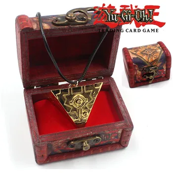 

Game Yu Gi Oh Yugi Muto Millenium Puzzle Millennium Wheel Wisdom necklace with wooden gift box Cosplay Unisex Otaku Gifts