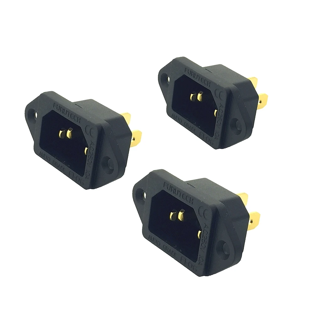3 Connettori IEC Audio Dorati 24K, Stile FI-06, Grado Audio, Rame Placcato Oro