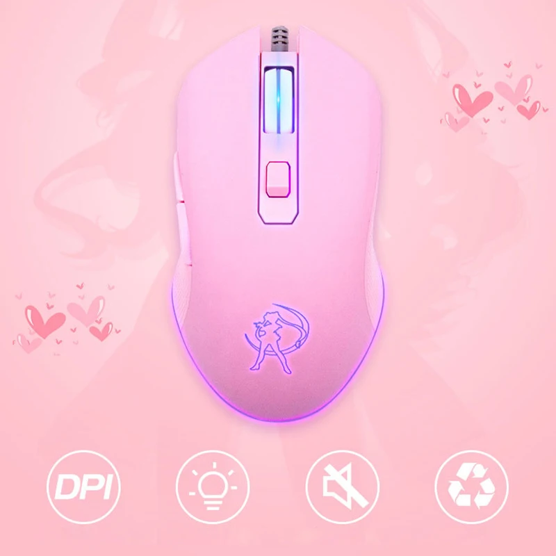 Teenage cable game mouse esports glowing mouse pink cute computer notebook mouse 2
