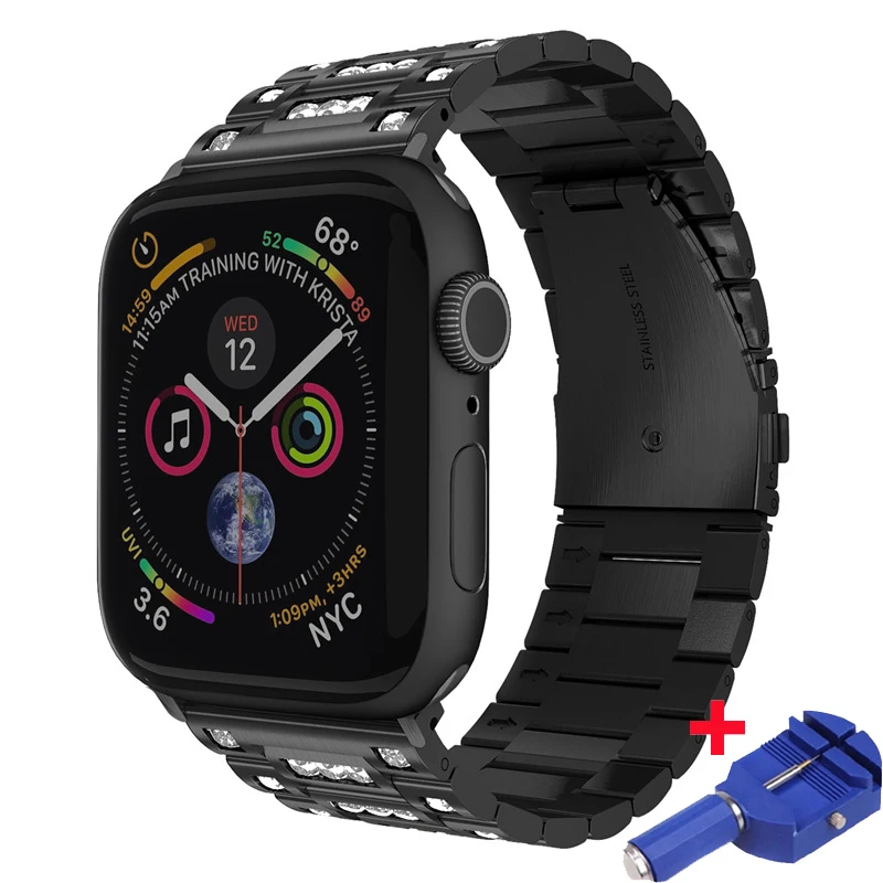 

strap for Apple watch band 42mm 38mm Diamond-studded 44mm 40mm correa Apple iWatch series 4 3 2 Luxury stainless steel Bracelet