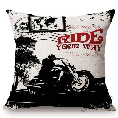 motorcycle vintage print cushion cover new   5 designs