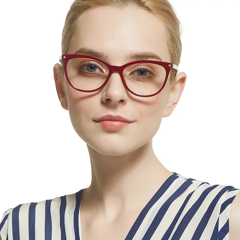 Женские Модные круглые очки, оправа с заклепками, стильные сексуальные очки кошачий глаз, близорукость, оптические очки для мужчин-1,0-1,5-2,0-2,5-3,0