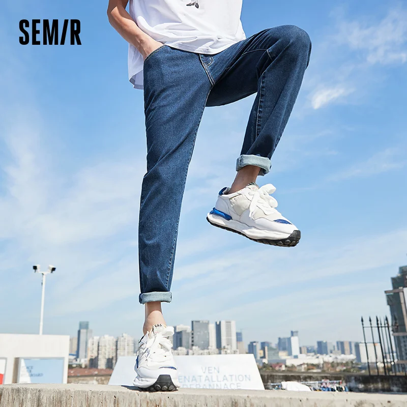 SEMIR Jeans Men Spring Slim Feet Man Denim Trousers Korean Style Trendy Stretch Pants Blue Trend Brand men jeans mens jeans jeans trousers denim trousers mens casual trousers