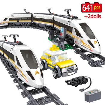 

641pcs City Electric High-speed Rail Model Building Blocks technic Train Car Railway tracks Bricks Toys For Children