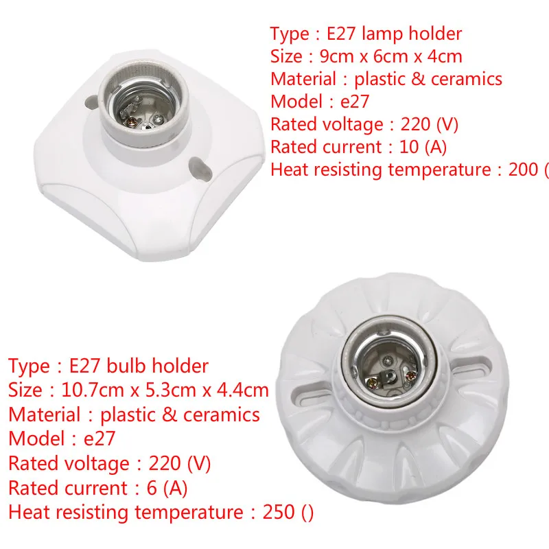 E27-Ceramics-LED-Light-Bulb-Holder-Round-Socket-Base-Hanging-Lamp ...