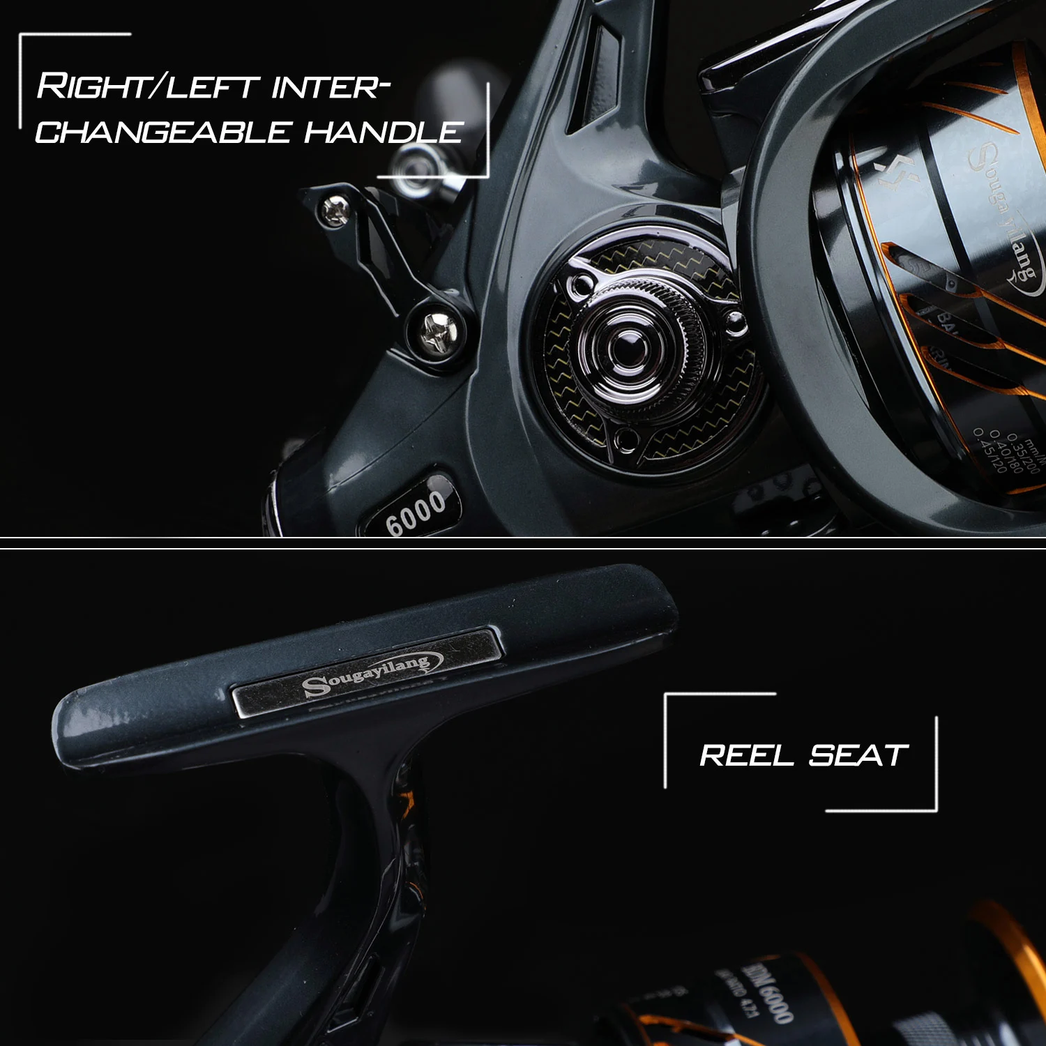 Sougayilang Front Rear Double Brake Spingning Reel 10kg Drag Power 5.5:1 High Speed Carp Fishing Reel Feeder Fishing Tackle