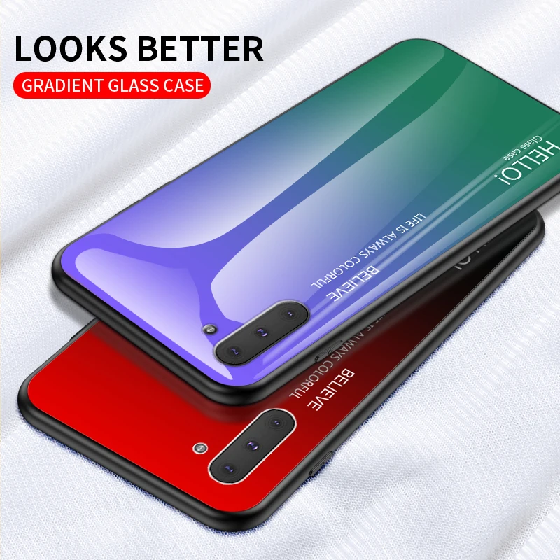 Градиентный чехол из закаленного стекла для телефона для samsung Примечание 10 плюс A70 A50 A80 S8 S9 S10 плюс S10e Note 9 8 S7 край A8 A6 плюс A7 чехол