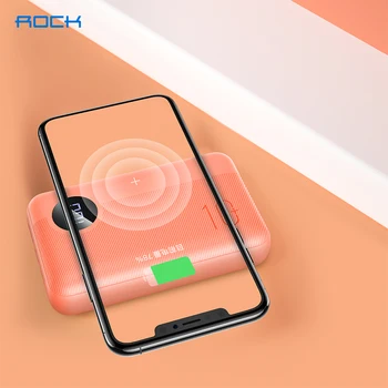 

ROCK 10000mAh PD Wireless Charger Power Bank 18W Type C PD QC 3.0 LED Display USB Quick Charger Mini Powerbank External Battery