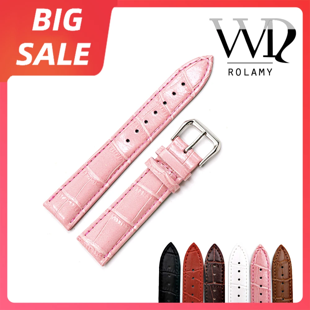 Rolamy 12 14 16 18 20 22 24 Millimetri Di Lusso In Vera Pelle Di Vitello Classico Alligatore Watch Band Strap Per Diesel Rolex Tudor Seiko Iwc