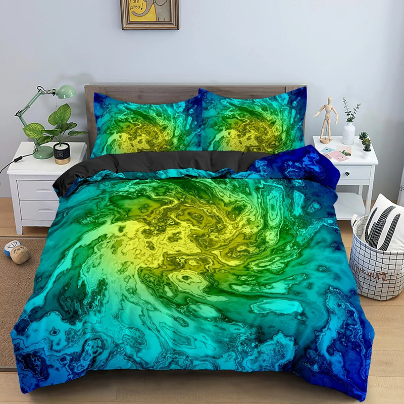 

3D Abstract Mudslide Bedding Set Single Double King Queen Psychedelic Marble Quilt Duvet Cover With Pillowcase 2/3pcs Bedclothes