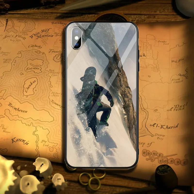 Чехлы для телефонов из закаленного стекла для iPhone 5 5S SE 7 6S 6 8 Plus X XR XS Max кристально чистый чехол Снежный или лыжный спорт Сноубординг - Цвет: Image 12