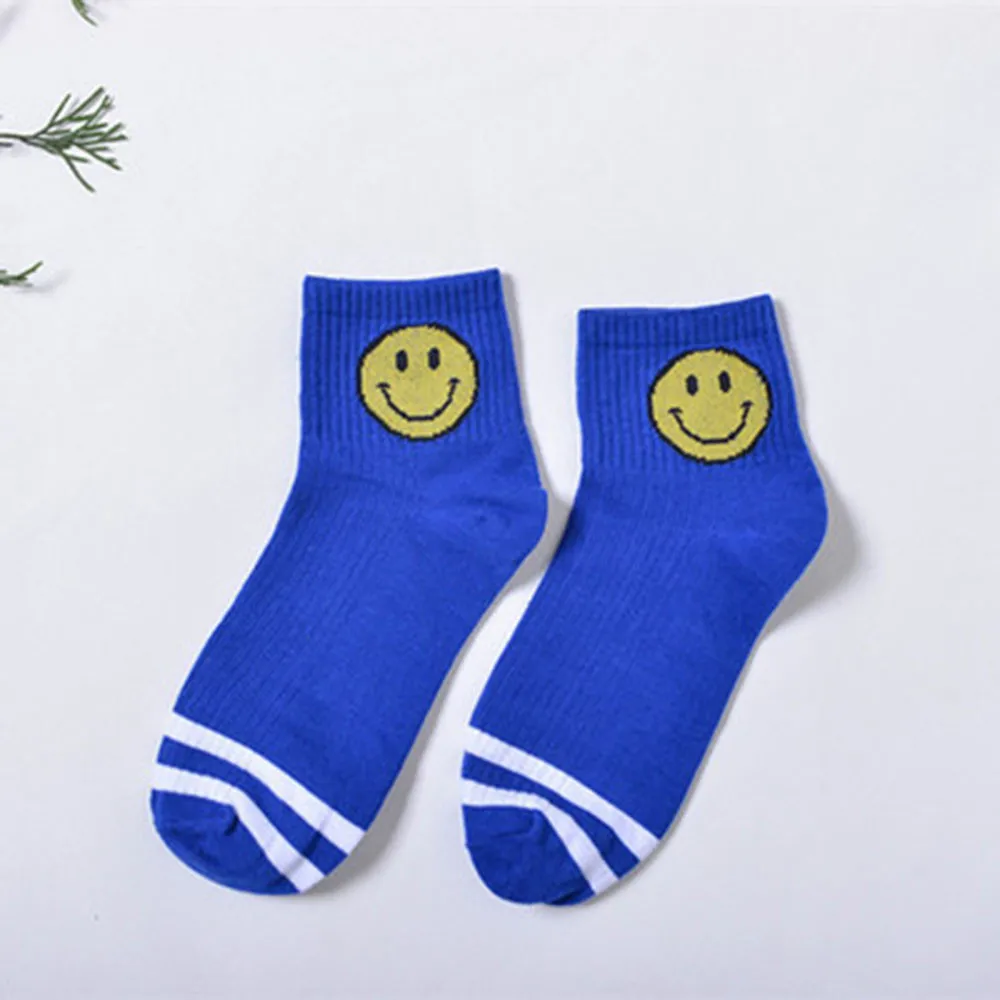 Smiley short tube striped socks comfortable breathable casual slippers socks quality autumn winter men women daily