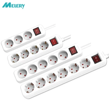 

Power Strip Surge Protector 3/4/5/6 AC EU Electrical Plug Outlet Sockets Lead Extension with Adapter Extenstion Cord Cable 1.5m