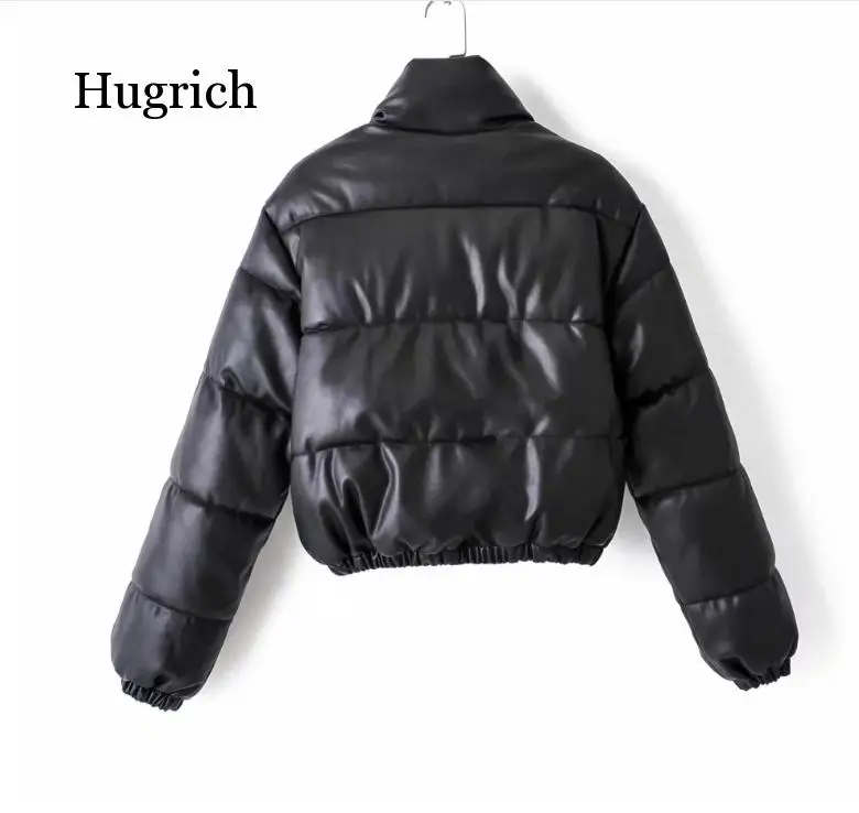 Winter Thick Warm Short Parkas Women Fashion Black Pu Leather Coats Women Elegant Zipper Cotton Jackets Female Ladies