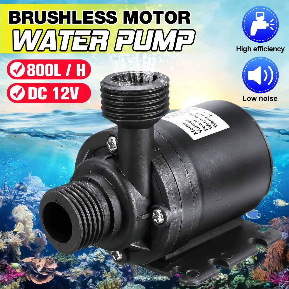 Professional Ultra Quiet Mini DC 12V Lift 5M 800L/H Brushless Motor Submersible Water Pump Multifunction Threaded Water Pump FINE MEN WYX-QILUN Professional Ultra Quiet Mini DC 12V Lift 5M 800L/H Brushless Motor Submersible Water Pump Multifunction Threaded Water Pump FINE MEN WYX-QILUN