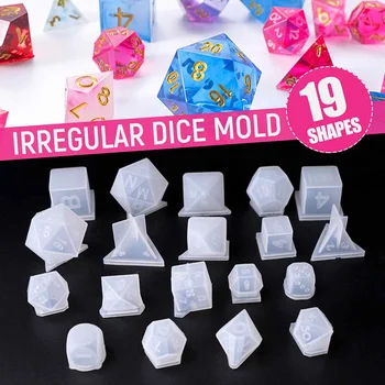 

1pcs 3D Dice Mold 19 Shape Silicone Mould Jewelry Crystal Epoxy Resin Molds DnD Board Game Dice Set DIY Gift For Gamer Art Craft