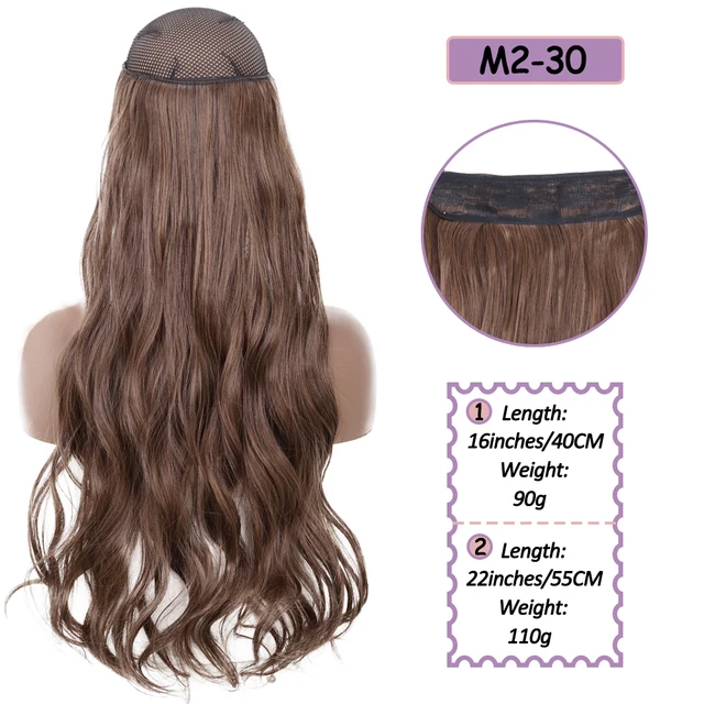 Synthetic No Clip Halo Hidden Hair Extension Ombre Artificial Natural Fake False Long Short Straight Hairpiece Blonde For Women M2-30