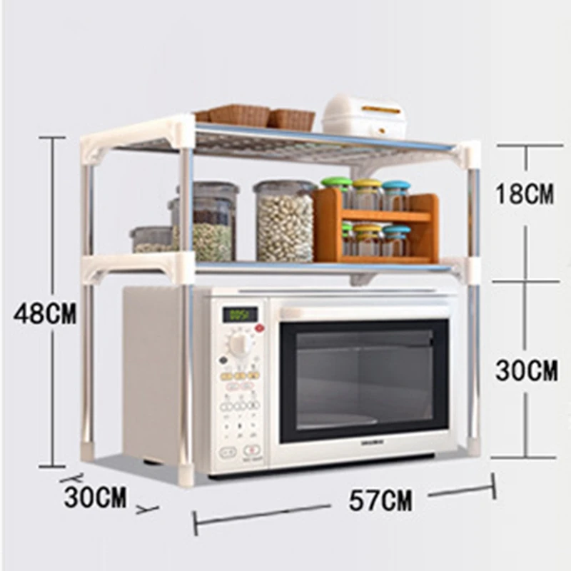 

Hot Sale Adjustable Steel Microwave Oven Shelf Detachable Rack Kitchen Tableware Shelves Home Bathroom Storage Rack Holder