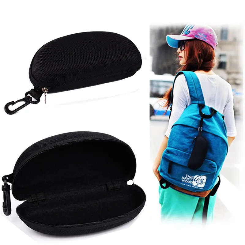 

1 Pcs Portable Zipper Eye Glasses Sunglasses Carry Bag Black Hard Reading Glasses Case Protector Travel Pack Pouch Case