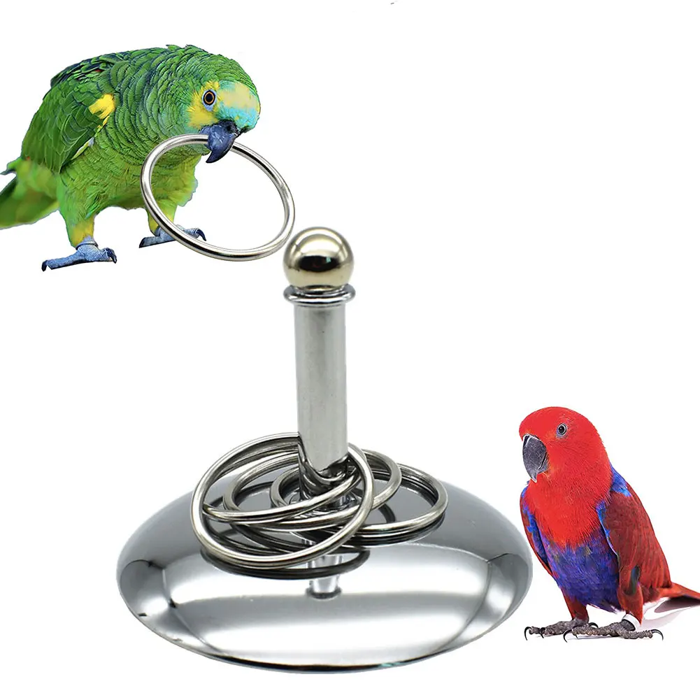 Bird Toy Skills Desktop Training Stacking Ring Set Foraging Gym Playground Activity Cage Foot | Дом и сад