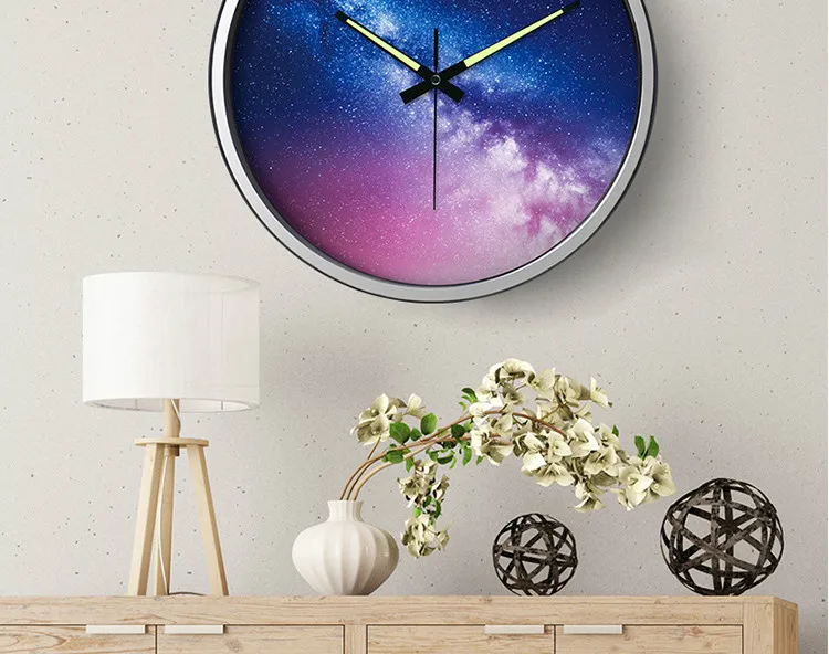 14 Inches Wall Clock Living Room Night Light Digital Mute Bedroom Metal Luminous Clocks Large Personality Decoration Glowing